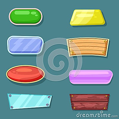 Computer game menu interface objects collection Vector Illustration