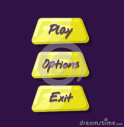 Computer game menu navigation objects collection Vector Illustration