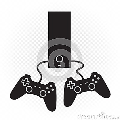 Computer games console and joysticks Vector Illustration