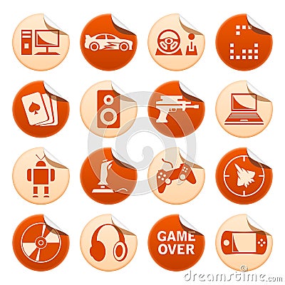 Computer games stickers Vector Illustration