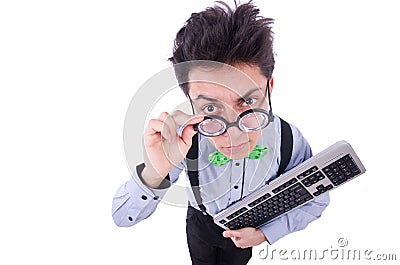 Computer geek nerd Stock Photo