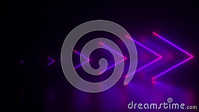 Computer generated abstract backdrop. Neon arrows, 3D rendering direction concept Stock Photo