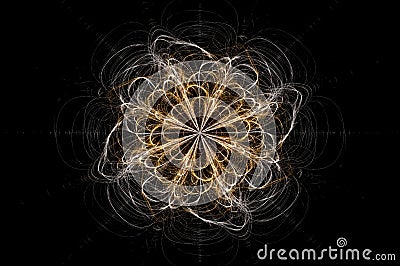 Computer generated abstract illustration fractal fire flower line pattern, Kaleidoscope design background, Abstract Concept Unique Cartoon Illustration