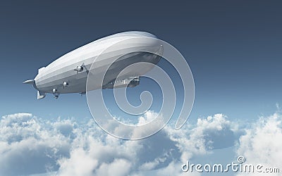 Airship over the clouds Cartoon Illustration