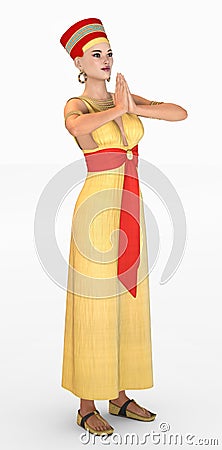 Attractive woman in Cleopatra costume Cartoon Illustration