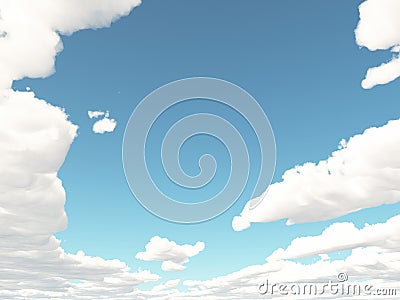 Blue sky with fair weather clouds Cartoon Illustration