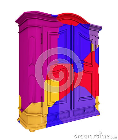 Colored wardrobe isolated on white background Cartoon Illustration