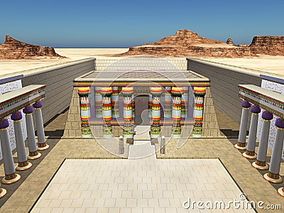 Inside view of the temple of Edfu in Egypt Cartoon Illustration