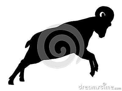 Silhouette of a bighorn sheep Cartoon Illustration
