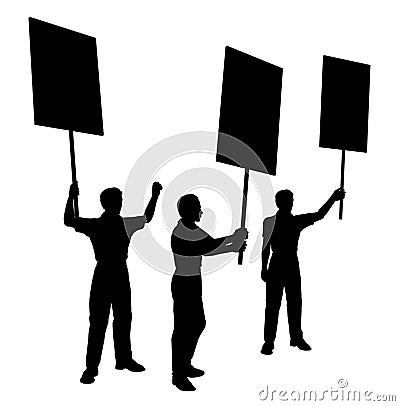 Silhouette of protesters Cartoon Illustration