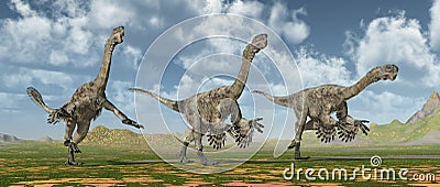 Theropod dinosaur Citipati Cartoon Illustration