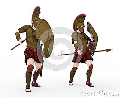 Two Spartan warriors from ancient Greece Cartoon Illustration