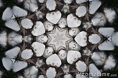 Heart shaped repeat patterns with a star at the centre Stock Photo