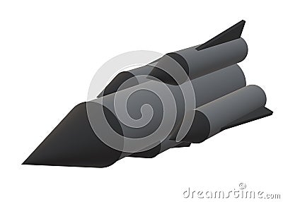 A dark grey long range rocket missile with black warhead white backdrop Cartoon Illustration