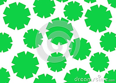 Duplicates of identical same similar green flower repeat patterns white backdrop Cartoon Illustration
