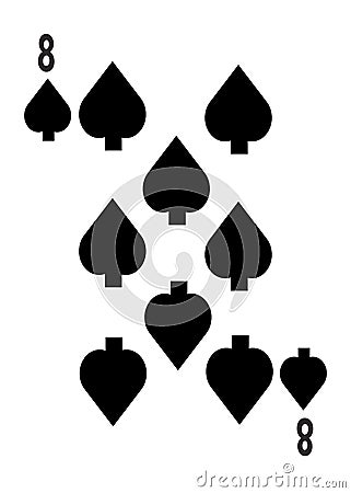 The eight of spades card in a regular 52 card poker playing deck Cartoon Illustration