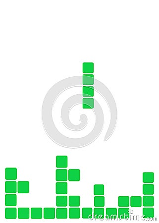 A game of Tetris in progress - blocks are in green Cartoon Illustration