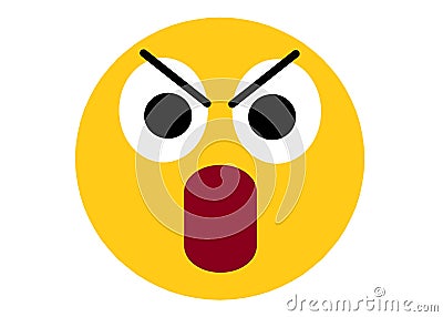 A golden yellow smiley emoticon showing an annoyed expression white backdrop Cartoon Illustration