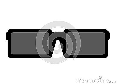A simple outline shape of a sun shade glasses with black frames white backdrop Cartoon Illustration