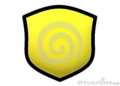 A simple shape of a yellow shield with a black bold outline white backdrop Cartoon Illustration