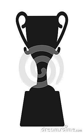 A sports winning prize trophy silhouette against a white backdrop Cartoon Illustration