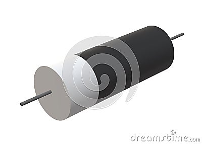 A three dimensional model of a diode active electronic component white backdrop Cartoon Illustration