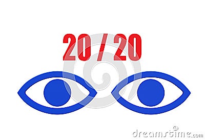 Twenty twenty hindsight - A pair of blue eyes and the numbers 20 / 20 Cartoon Illustration