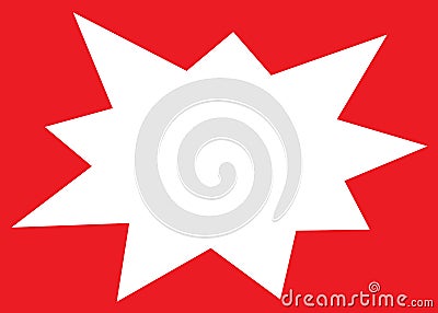 A white blank multi pointed star against an all bright red background Cartoon Illustration