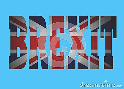 The word Brexit with the united Kingdom flag within against a white backdrop Cartoon Illustration