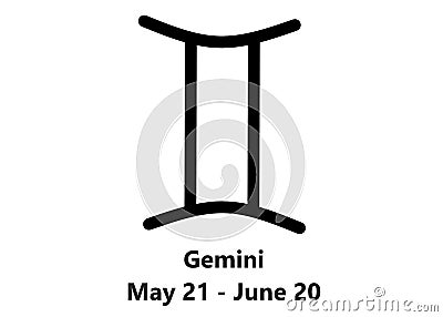 The zodiac star symbol of Gemini with descriptions against a white backdrop Cartoon Illustration