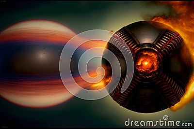 A Computer Generated Image Of A Ball Of Fire. Generative AI Stock Photo