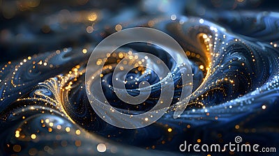 a computer generated image of a blue and gold swirl Stock Photo