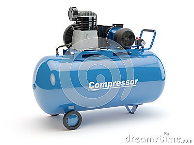 Blue Air Compressor, 3D illustration Cartoon Illustration