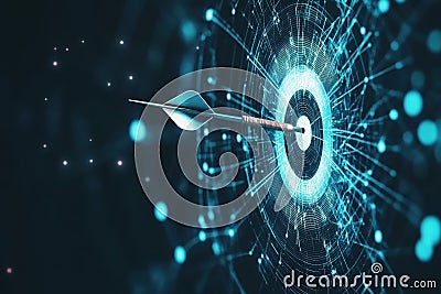 A computer generated image of a dart hitting a target Stock Photo