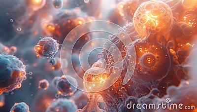 a computer generated image of a group of cells in a cell Stock Photo