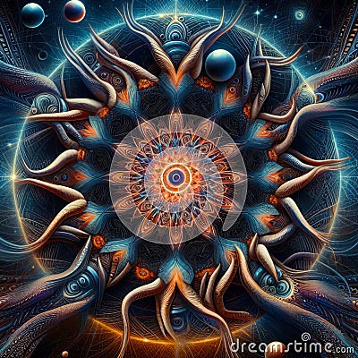 A computer generated image of a multicolored flowered background Stock Photo
