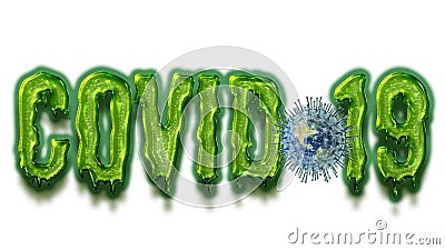 Computer rendition of the Covid 19 Virus enveloping Earth Stock Photo
