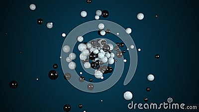 Computer generated shining random balls. 3d rendering of geometric background. Stock Photo
