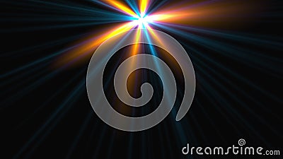 Computer generated shiny star with rotating beams of light. 3d rendering of dynamic background Stock Photo