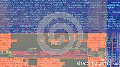 Computer glitch program failure color script text Cartoon Illustration