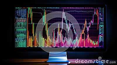 computer graph data screen Cartoon Illustration