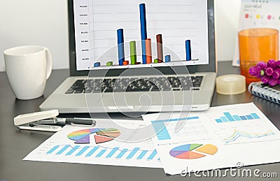 Computer and graph Stock Photo