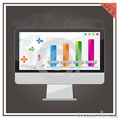 Computer graph vector set business world map internet Vector Illustration