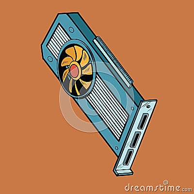 Computer graphics card, a peripheral device for gamers, professi Vector Illustration