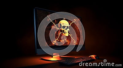 Computer hack warning concept of attacking. Generative AI Stock Photo
