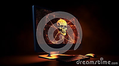 Computer hack warning concept of attacking. Generative AI Stock Photo
