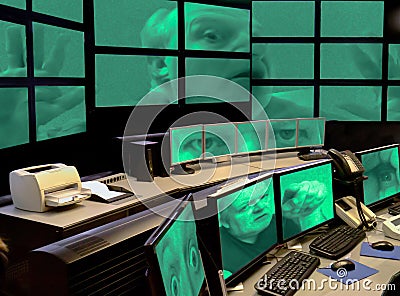 Computer hacker joker playing trick on security system. Stock Photo