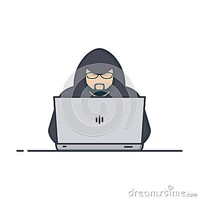 Hacker in hoodie Vector Illustration