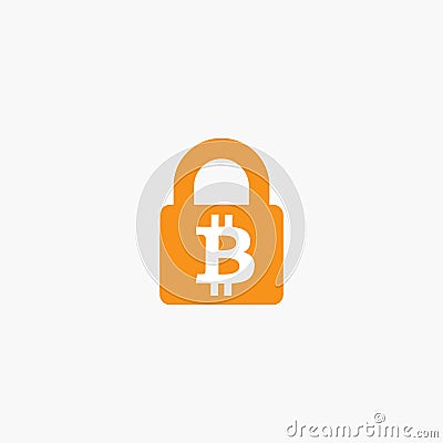 Lock bitcoin. Computer hacker and ransomware vector concept. Criminal hacking, data theft and blackmailing symbol. Bitcoin digital Vector Illustration