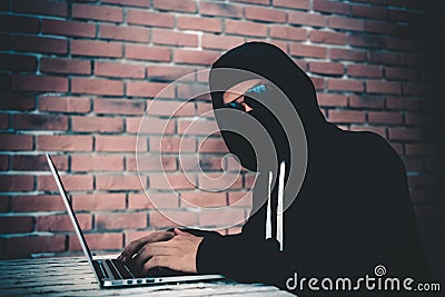 Computer hacker trying to accessing personal information privacy Stock Photo